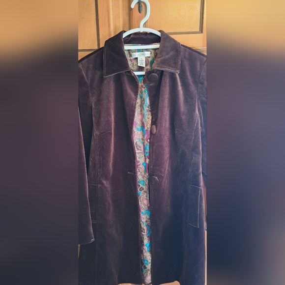 Ladies VTG Trench Crushed Velvet Blazar By Pursuits LTD. FULLY LINED SIZE 10 - Picture 2 of 14